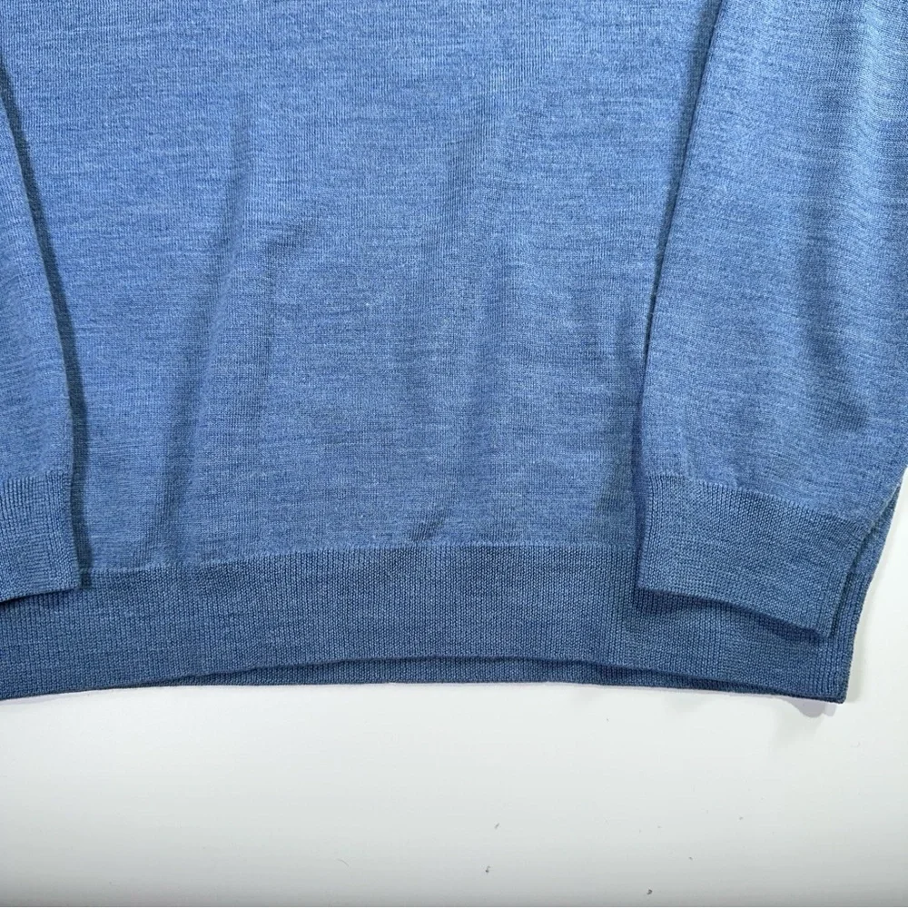 J Crew merino wool essential V neck lightweight sweater L blue